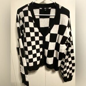Women's Vans Black and White Checkered Cardigan Size L